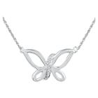 Distributed By Target Women's Diamond Accent Prong Set Butterfly Necklace In Sterling Silver (ij-i2-i3)