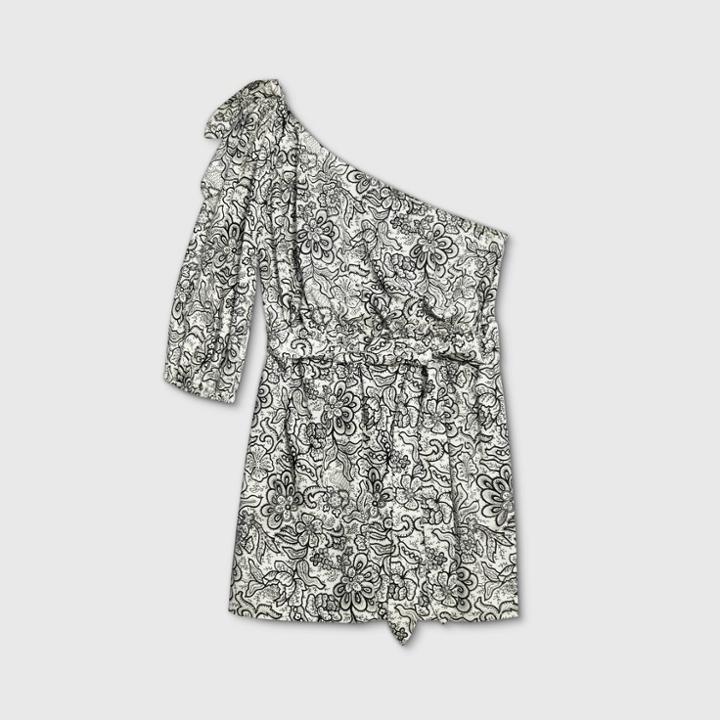Women's Floral Print Sleeveless Dress - Who What Wear Black/white Xs, Women's, Beige