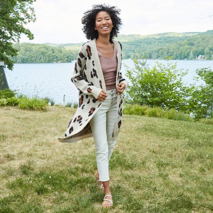 Women's Leopard Print Cardigan - Knox Rose Gray