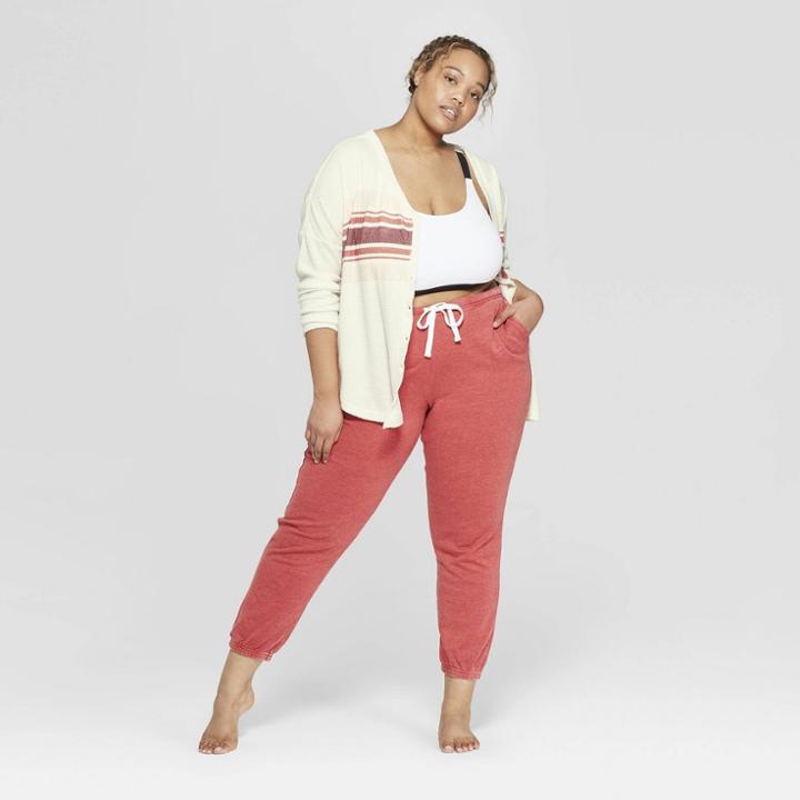 Women's Plus Size Long Sleeve Waffle Button-up Sweatshirt - Colsie White