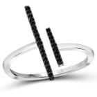 Target 1/10 Ct. T.w. Round-cut Black Diamond Prong Set Bar Ring In Sterling Silver