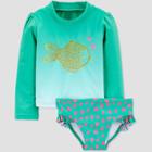 Toddler Girls' 2pc Shiny Fish Long Sleeve Rash Guard Set - Just One You Made By Carter's Blue