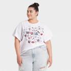 Modern Lux Women's Plus Size Americana Icons Short Sleeve Graphic T-shirt - White