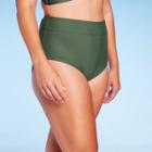 Women's Tummy Control High Waist Full Coverage Bikini Bottom - Kona Sol Olive Green