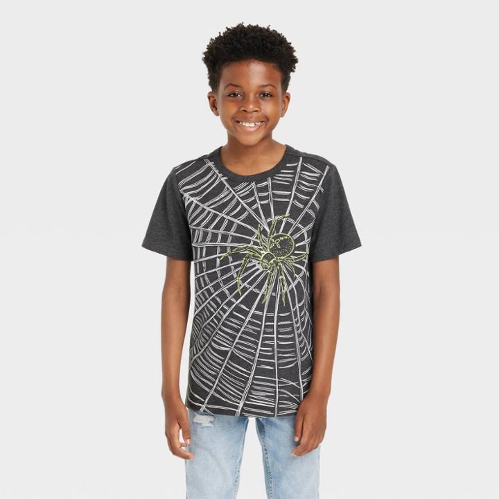 Boys' Halloween Short Sleeve Graphic T-shirt - Cat & Jack Gray/white
