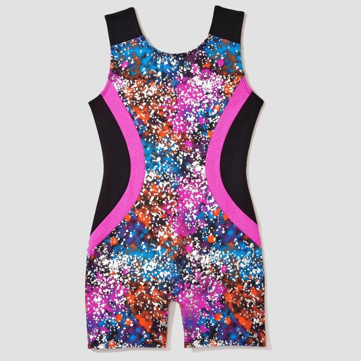 Freestyle By Danskin Girls' Activewear Biketard - Black/pink S,