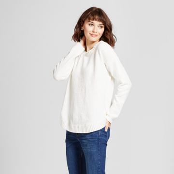 Women's Chenille Drop Shoulder Pullover - Alison Andrews White