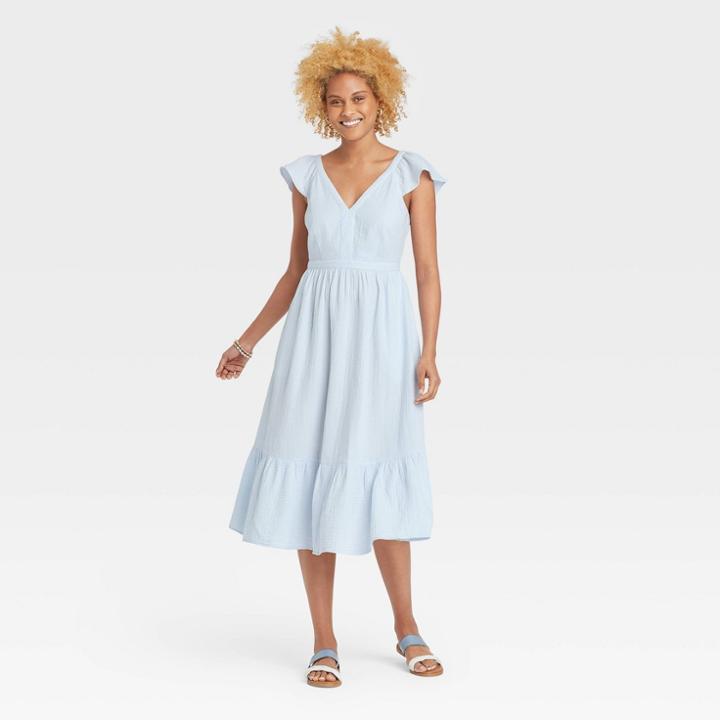 Women's Ruffle Tank Dress - Universal Thread Blue