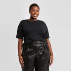 Women's Plus Size Elbow Sleeve Scoop Neck T-shirt - Who What Wear Black