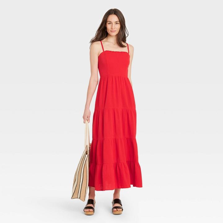 Women's Sleeveless Tiered Dress - Knox Rose Red