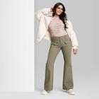 Women's Plus Size Low-rise Flare Chino Pants - Wild Fable Green