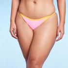 Women's Colorblock High Leg Cheeky Bikini Bottom - Wild Fable Light Pink/orange