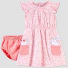 Baby Girls' Bunny Floral Dress - Just One You Made By Carter's Pink Newborn, Girl's