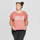 Women's Plus Size Short Sleeve Love Is My Culture Graphic T-shirt - Grayson Threads (juniors') - Coral