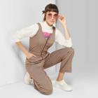 Women's Plaid Sleeveless V-neck Zip Front Jumpsuit - Wild Fable Brown Xs, Women's, Red