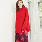 Women's Mock Turtleneck Chenille Tunic Pullover Sweater - A New Day Red