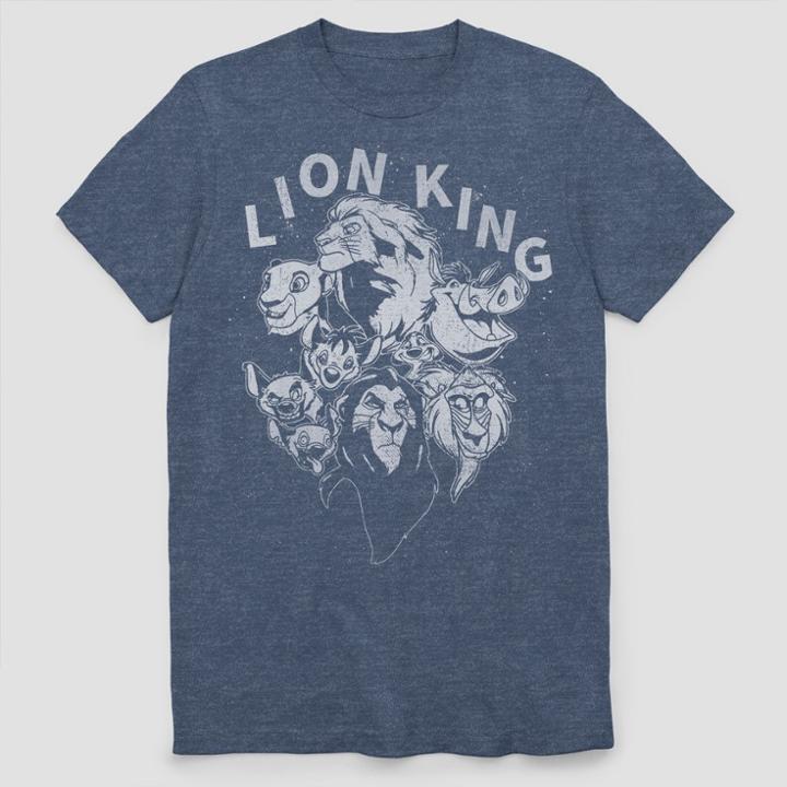 Men's Disney The Lion King Heads Off Short Sleeve Graphic T-shirt - Navy Heather