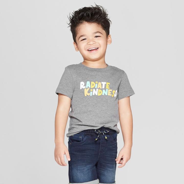 Toddler Boys' Short Sleeve Radiate Kindness T-shirt - Cat & Jack Gray