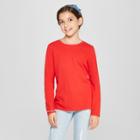 Girls' Crew Neck Long Sleeve T-shirt - Cat & Jack Red