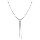 Distributed By Target Women's Lariat Necklace With Clear Swarovski Crystal In Silver Plate -