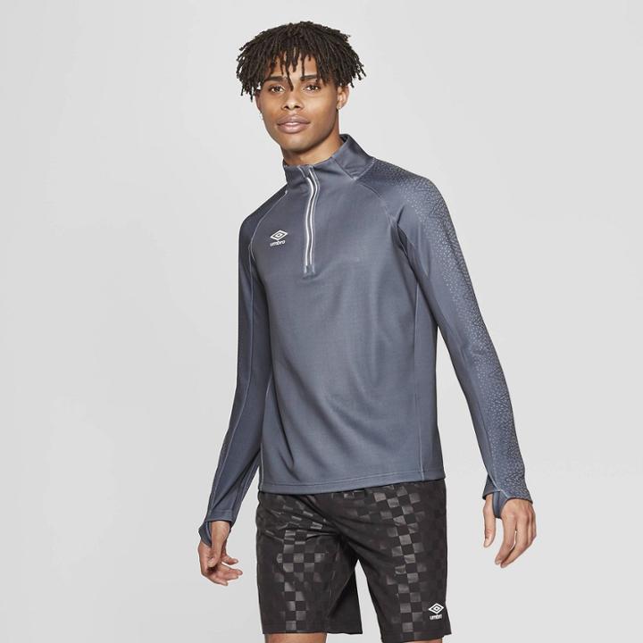 Umbro Men's Quarter Zip Pullover - Carbon Black Beauty