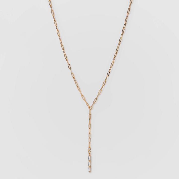 18 Y Line Baguette Stone Necklace - A New Day Gold