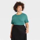 Women's Plus Size Short Sleeve Ribbed T-shirt - A New Day