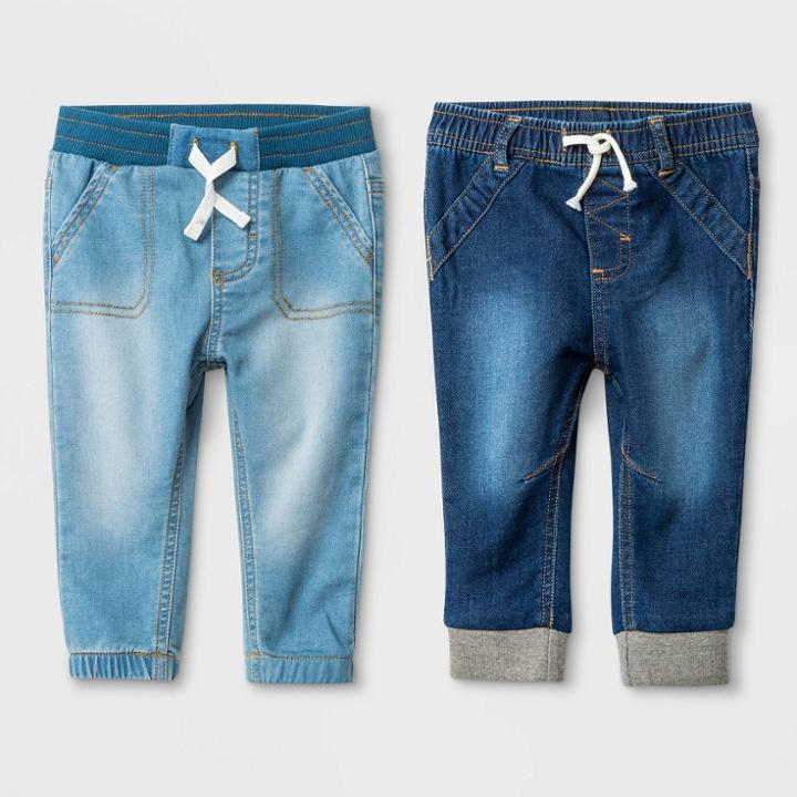 Baby Boys' 2pk Knit Jeans Medium Wash - Cat & Jack Blue Newborn, Boy's