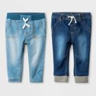 Baby Boys' 2pk Knit Jeans Medium Wash - Cat & Jack Blue Newborn, Boy's