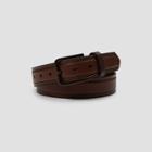 Men's Big & Tall Leather Strap With Heat Crease & Edge Stitch Belt - Goodfellow & Co Brown