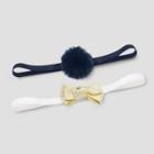 Baby Girls' 2pk Faux Fur Pom Headwraps - Just One You Made By Carter's Blue/gold, Size: Newborn,