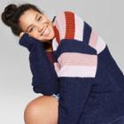 Women's Plus Size Striped Long Sleeve Button Front Cardigan - Wild Fable Oxford Blue