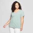 Women's Plus Size Short Sleeve Pocket V-neck T-shirt - Universal Thread Green