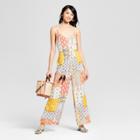 Women's Sleeveless Belted Jumpsuit - Xhilaration White/yellow