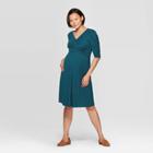 Maternity Short Puff Sleeve Knit Dress - Isabel Maternity By Ingrid & Isabel Teal L, Women's, Size: