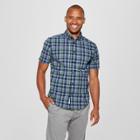 Men's Standard Fit Northrop Short Sleeve Button-down Shirt - Goodfellow & Co Cyber Blue