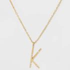 Gold Over Silver Plated Cubic Zirconia 'k' Initial Pendant Necklace - A New Day Gold