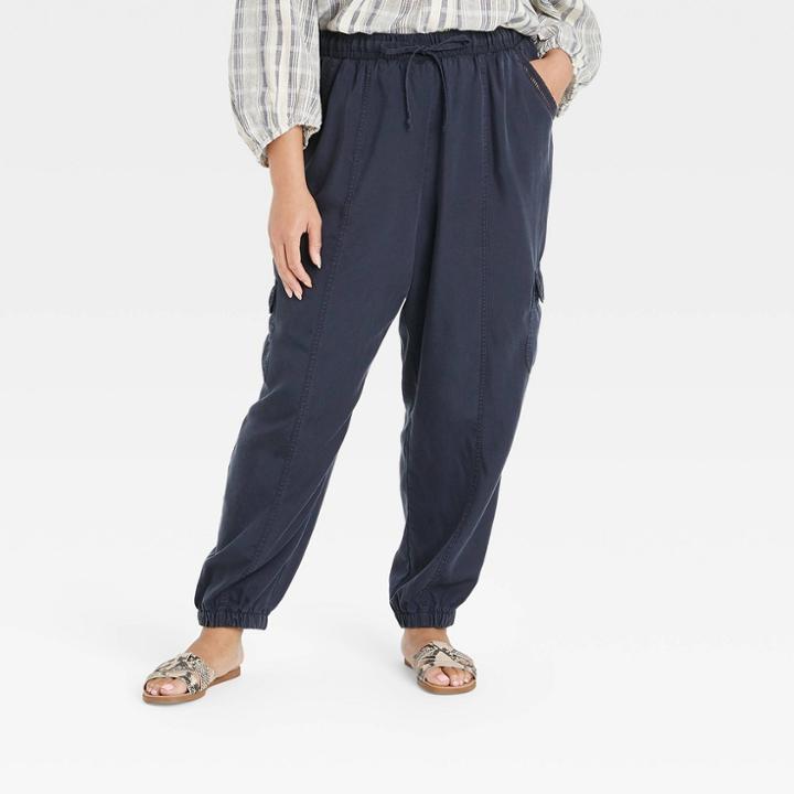 Women's Plus Size Cargo Jogger Pants - Knox Rose Navy