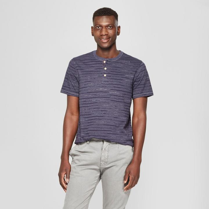 Men's Standard Fit Short Sleeve Henley Shirt - Goodfellow & Co Underseas Teal