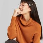 Women's Turtleneck Cropped Pullover Sweater - Wild Fable Rust