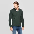 Men's Standard Fit Rugby Hooded Henley Sweatshirt - Goodfellow & Co Forest Green