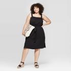 Women's Plus Size Sleeveless Square Neck Belted Dress - Universal Thread Black X