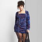 Women's Plus Size Long Sleeve Ruched Velvet Bodycon Dress - Wild Fable Purple