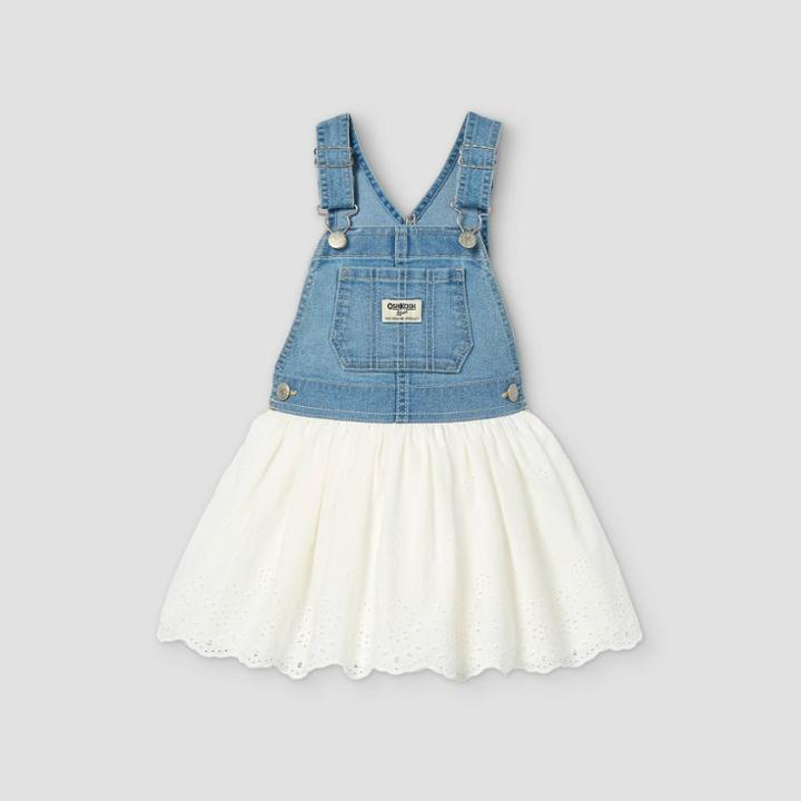 Oshkosh B'gosh Toddler Girls' Eyelet Denim Dress - Blue/white