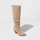 Women's Lanae Microsuede Heeled Scrunch Riding Boots - Universal Thread Taupe