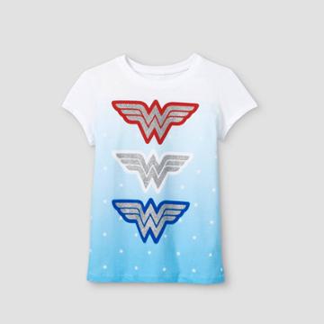 Dc Comics Girls' Wonder Woman Americana Short Sleeve Graphic T-shirt - White