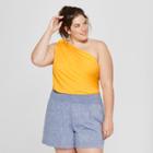 Women's Plus Size Sleeveless One Shoulder Knit Top - A New Day Yellow X