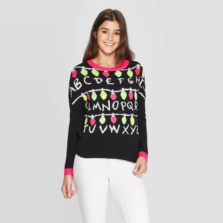 Women's Stranger Things Graphic Sweater (juniors') - Black L, Women's,