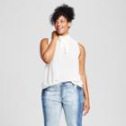 Women's Plus Size Sleeveless Neck Tie Blouse - Who What Wear White X