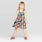 Toddler Girls' Floral Printed A-line Dress - Cat & Jack Navy 12m, Girl's, Blue